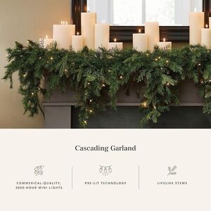 Lifelike Green Pre-Lit Garland with Warm White Lights
